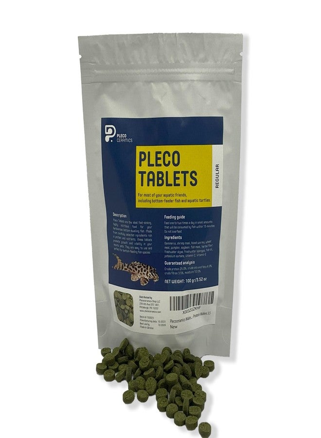 Plecoceramics رقائق بليكو من بليكوسيراميكس، غذاء عالمي لمعظم أسماك الزينة - السلاحف، والأسماك الذهبية، وسمك السلور، ورقائق الطحالب للأسماك القاعية - أقراص بروتين - غذاء أسماك البرك (3.52 أونصة) - Image 1